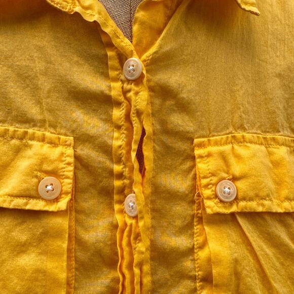Dr. Martens Button Down Yellow Voile Sheer Shirt Women's Size Small - Picture 10 of 12
